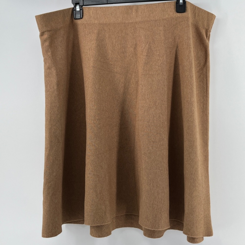 Liz Claiborne. Sweater Skirt, Women, 2X, Camel, A-Line Knit Midi Elastic Waist